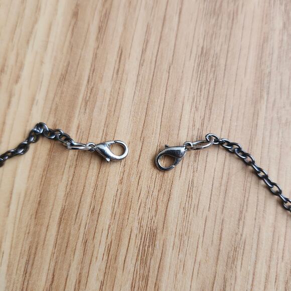 Black White Acrylic Geometric Bead Necklace Clear Crystal Gunmetal Statement - Picture 6 of 8